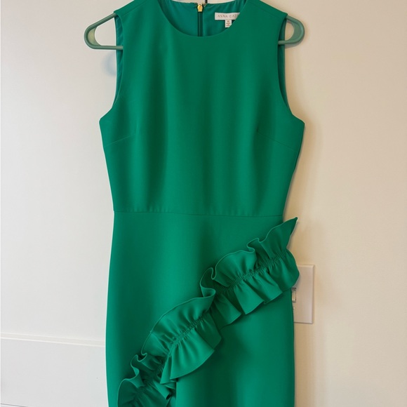 Green Mini Dress with Ruffle - Picture 1 of 4